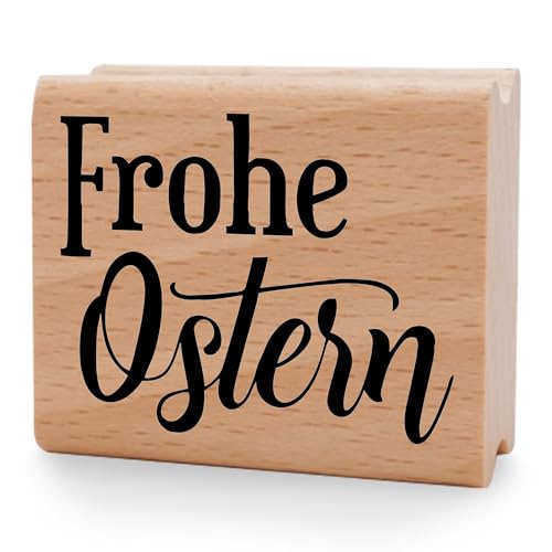 NEWSTAMPS Stempel Frohe Ostern 07 Motivstempel groß aus Holz & Gummi zum Karten und Geschenke basteln, Holzstempel für Osterkarte, Grußkarte, Scrapbook, Textilstempel, Deko, Kinder von NEWSTAMPS DIE STEMPELMACHER