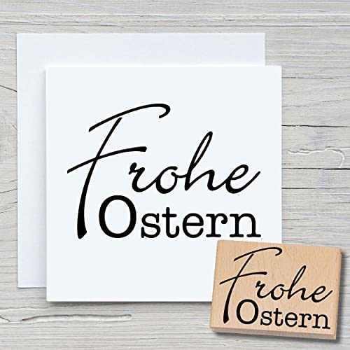 NEWSTAMPS Stempel Frohe Ostern Motivstempel aus Holz & Gummi zum Karten basteln, Holzstempel, Osterkarte, Grußkarte, Scrapbook, Textilstempel, Deko, Kinder von NEWSTAMPS DIE STEMPELMACHER