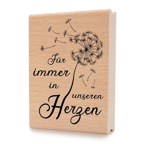 NEWSTAMPS Stempel Für immer in unseren Herzen Motivstempel aus Holz & Gummi zum Karten und Geschenke basteln, Holzstempel für Trauer, Sprüche,Textstempel, Schrift, Scrapbook, Textilstempel, Deko von NEWSTAMPS DIE STEMPELMACHER