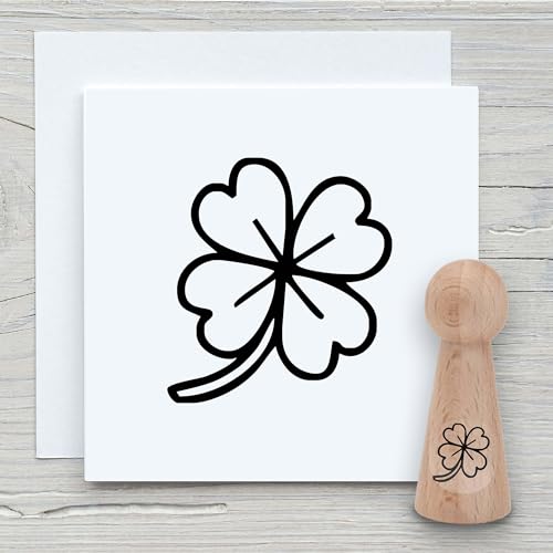 NEWSTAMPS Stempel Glücksklee hell Mini Motivstempel aus Holz & Gummi zum Karten und Geschenke basteln, Holzstempel für Pflanzen, st patrick's day, Blumen, Scrapbook, Textilstempel, Deko, Kinder von NEWSTAMPS DIE STEMPELMACHER