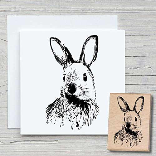 NEWSTAMPS Stempel Karl der Hase Motivstempel groß aus Holz & Gummi zum Karten basteln, Holzstempel, Ostern, Osterkarte, Osterhase, Scrapbook, Textilstempel, Deko, Kinder von NEWSTAMPS DIE STEMPELMACHER