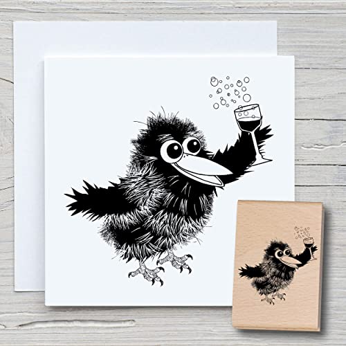 NEWSTAMPS Stempel Zotteli Prosit Motivstempel groß aus Holz & Gummi zum Karten und Geschenke basteln, Holzstempel für Tiere, Tierstempel, Scrapbook, Textilstempel, Deko, Kinder von NEWSTAMPS DIE STEMPELMACHER