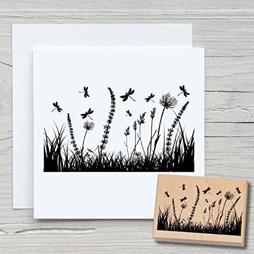 NEWSTAMPS Stempel Libellenwiese Motivstempel groß aus Holz & Gummi zum Karten basteln, Holzstempel, Blumen, Pflanzen, Floral, Wiese, Gräser, Scrapbook, Textilstempel, Deko, Kinder NEWSTAMPS Stempel Libellenwiese Motivstempel groß aus Holz & Gummi zum Karten basteln, Holzstempel, Blumen, Pflanzen, Floral, Wiese, Gräser, Scrapbook, Textilstempel, Deko, Kinder von NEWSTAMPS DIE STEMPELMACHER