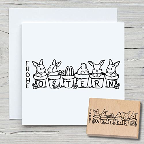 NEWSTAMPS Stempel Osterhäschengarten Motivstempel aus Holz & Gummi zum Karten und Geschenke basteln, Holzstempel für Ostern, Osterkarte, Grußkarte, Scrapbook, Textilstempel, Deko, Kinder von NEWSTAMPS DIE STEMPELMACHER