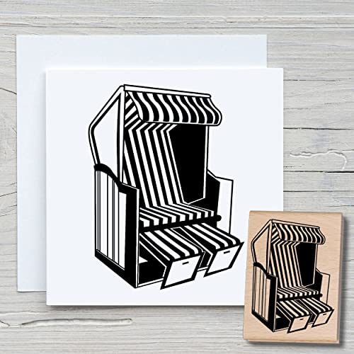 NEWSTAMPS Stempel Strandkorb Motivstempel aus Holz & Gummi zum Karten basteln, Holzstempel, Wasser, Maritim & Meer, Scrapbook, Textilstempel, Deko, Kinder von NEWSTAMPS DIE STEMPELMACHER