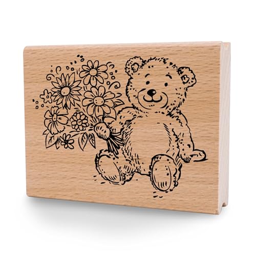 NEWSTAMPS Stempel Teddy Blumen Motivstempel aus Holz & Gummi zum Karten und Geschenke basteln, Holzstempel für Scrapbook, Kuscheltiere, Blumenstrauß, Deko NEWSTAMPS Stempel Teddy Blumen Motivstempel aus Holz & Gummi zum Karten und Geschenke basteln, Holzstempel für Scrapbook, Kuscheltiere, Blumenstrauß, Deko von NEWSTAMPS DIE STEMPELMACHER