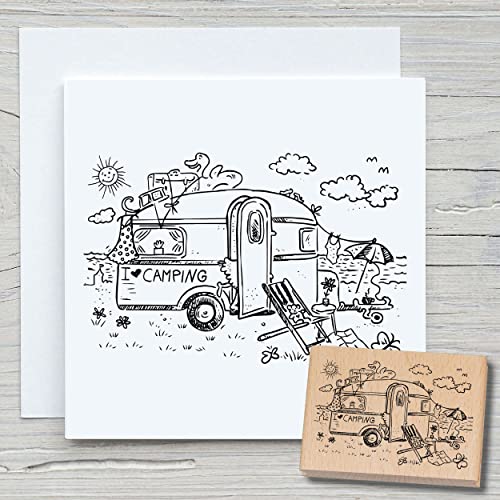 NEWSTAMPS Stempel Wohnwagen Motivstempel aus Holz & Gummi zum Karten und Geschenke basteln, Holzstempel für Reisen, Wohnmobil, Urlaub, Camping, Scrapbook, Textilstempel, Deko NEWSTAMPS Stempel Wohnwagen Motivstempel aus Holz & Gummi zum Karten und Geschenke basteln, Holzstempel für Reisen, Wohnmobil, Urlaub, Camping, Scrapbook, Textilstempel, Deko von NEWSTAMPS DIE STEMPELMACHER