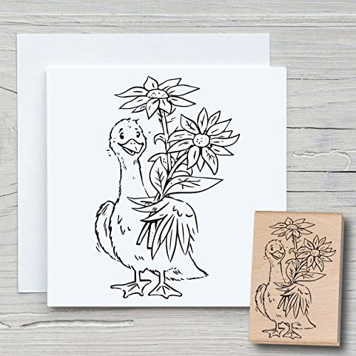 NEWSTAMPS Stempel Erna Motivstempel aus Holz zum Karten basteln, Holzstempel, Tiere, Tierstempel, Gans,Gänse, Scrapbook von NEWSTAMPS DIE STEMPELMACHER