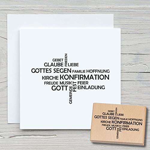 NEWSTAMPS Stempel Konfirmation Schrift Motivstempel groß aus Holz & Gummi zum Karten basteln, Holzstempel, Sprüche, Spruchstempel, Textstempel, Schrift, Scrapbook, Textilstempel, Deko von NEWSTAMPS DIE STEMPELMACHER