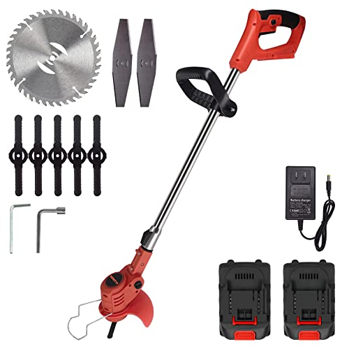 NEWSTYP Multifunktionaler Elektro-Rasenmäher, Lithium-Batterie, Verstellbarer Rasenmäher, Gartentrimmer mit 2 Batterien (D) von NEWSTYP
