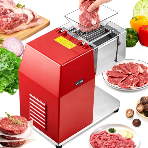 NEWTRY 850W Kommerzielle Fleischschneidemaschine zum Schneiden, Zerteilen und Würfeln von knochenloses Fleisch, Edelstahl elektrische allesschneider für Restaurants, Kantinen, Metzgereien (2.5mm) von NEWTRY