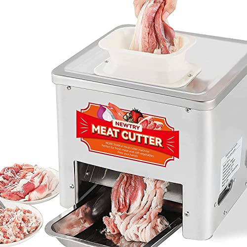 NEWTRY Kommerzieller Fleischschneider Mit 7mm Klinge 160KG/H Fleischschneidemaschine Zutaten Schneidemaschine für Restaurants, Kantinen, Metzgereien von NEWTRY