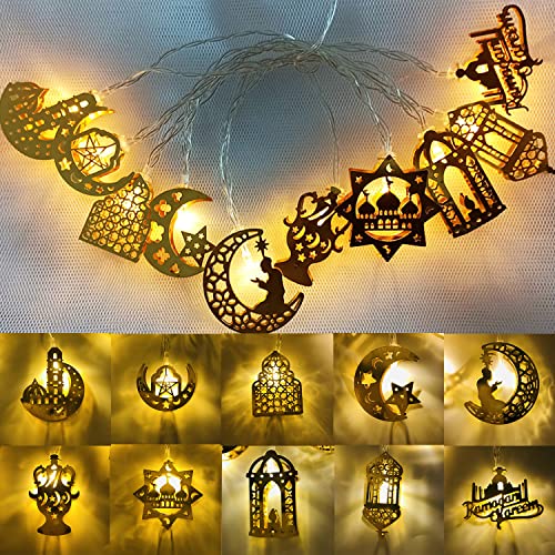 NEWUPZSI LED Ramadan Eid Lichterkette 3M 20LED Muslim Ramadan Lichterkette, Stern Mond LichterkettenRamadan Eid Dekorationen Mubarak Ramadan LED Muslim für Ramadan Heim Dekoration Party Zubehör von NEWUPZSI