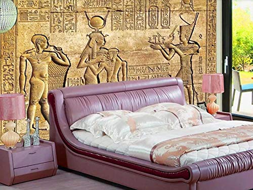 Tapete 3D Wandbild Ägyptische Relief Wandbild Mythische Figur Fototapete 3D Effekt Vliestapete Wohnzimmer Wanddeko von NEWWALLMURAL