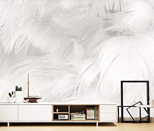 Tapete 3D Wandbild Abstrakte Reine Weiße Schöne Feder Einfach Fototapete 3D Effekt Vliestapete Wohnzimmer Wanddeko von NEWWALLMURAL