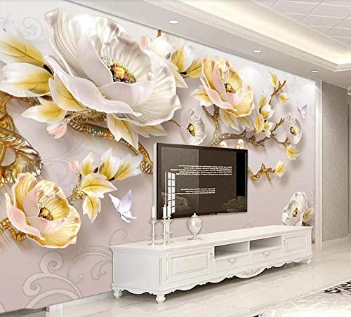 Tapete 3D Wandbild Chinesische Art Der Pfingstrosenblumenentlastung Fototapete 3D Effekt Vliestapete Wohnzimmer Wanddeko von NEWWALLMURAL