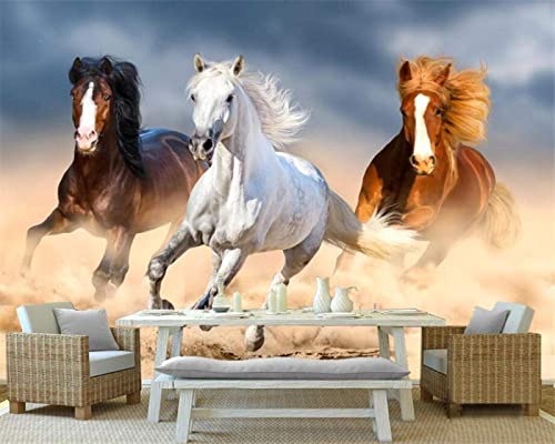 Tapete 3D Wandbild Drei Laufende Pferde Fototapete 3D Effekt Vliestapete Wohnzimmer Schlafzimmer Wanddeko von NEWWALLMURAL