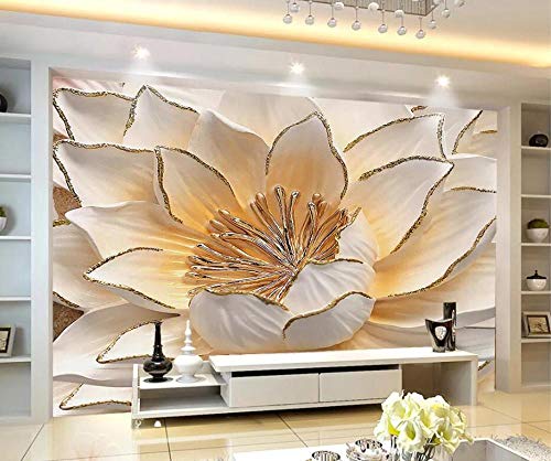 Tapete 3D Wandbild Einfaches Blumenrelief Fototapete 3D Effekt Vliestapete Wohnzimmer Wanddeko von NEWWALLMURAL