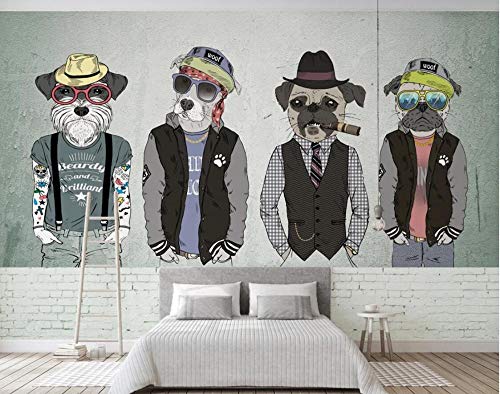 Tapete 3D Wandbild Hunde Illustration Tier Fototapete 3D Effekt Vliestapete Wohnzimmer Schlafzimmer Wanddeko 250cmX175cm von NEWWALLMURAL