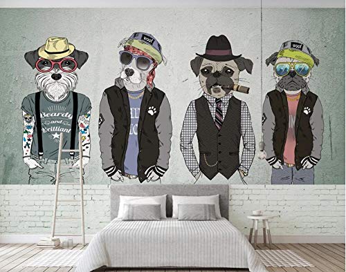 Tapete 3D Wandbild Hunde Illustration Tier Fototapete 3D Effekt Vliestapete Wohnzimmer Schlafzimmer Wanddeko 400cmX250cm von NEWWALLMURAL