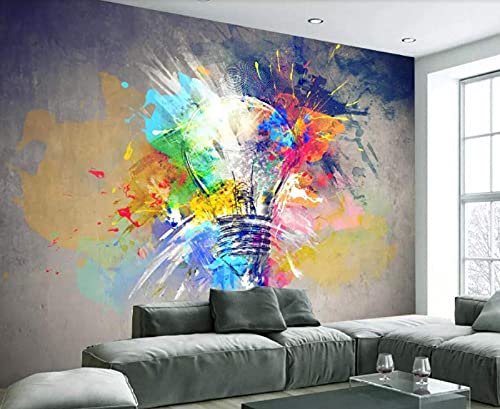 Tapete 3D Wandbild Kreative Farbige Graffiti Glühbirne Fototapete 3D Effekt Vliestapete Wohnzimmer Schlafzimmer Wanddeko von NEWWALLMURAL