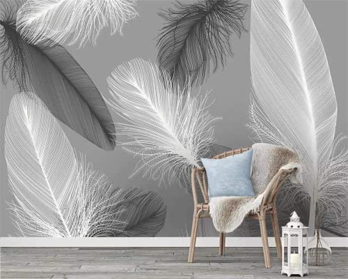 Tapete 3D Wandbild Moderne Weiße Graue Feder Fototapete 3D Effekt Vliestapete Wohnzimmer Schlafzimmer Wanddeko von NEWWALLMURAL