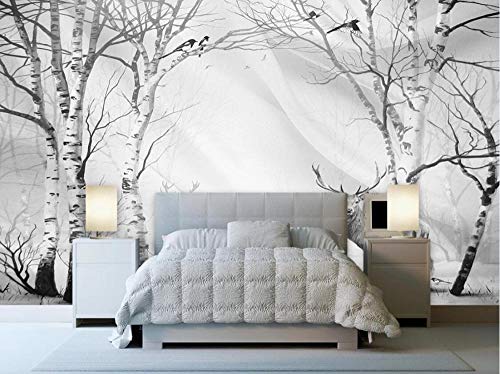Tapete 3D Wandbild Weinlese Schwarz Weiß Wald Fototapete 3D Effekt Vliestapete Wohnzimmer Schlafzimmer Wanddeko 200cmX140cm von NEWWALLMURAL