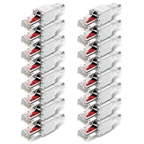 NEXMEX 16x RJ45 CAT 6 Netzwerkstecker werkzeuglos 250 MHz UTP Crimpstecker Stecker ohne Werkzeug für CAT6 CAT6A CAT5e Netzwerkkabel Patchkabel Verlegekabel AWG 22-26 Kabel Ø bis 7,5 mm Ethernet LAN von NEXMEX