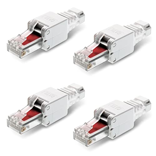 NEXMEX 4x RJ45 CAT 6 Netzwerkstecker werkzeuglos Crimpstecker Stecker ohne Werkzeug für CAT6 CAT6A Netzwerkkabel Kabel Ø bis 7,5 mm von NEXMEX