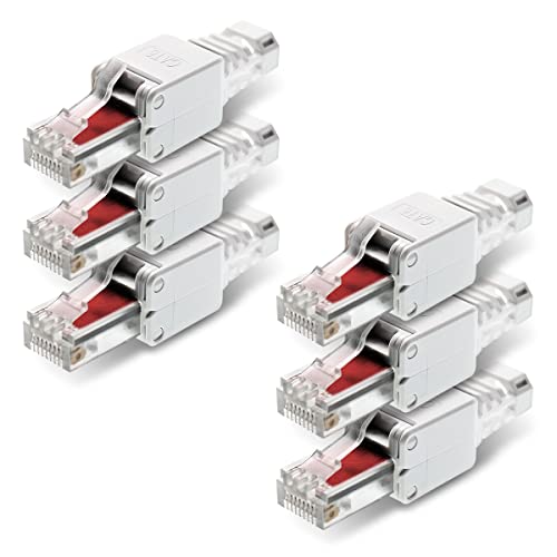 NEXMEX 6x RJ45 CAT 6 Netzwerkstecker werkzeuglos 250 MHz UTP Crimpstecker Stecker ohne Werkzeug für CAT6 CAT6A CAT5e Netzwerkkabel Patchkabel Verlegekabel AWG 22-26 Kabel Ø bis 7,5 mm Ethernet LAN von NEXMEX