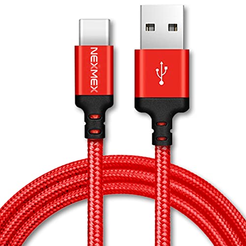 NEXMEX Datenkabel USB Typ C Nylon kompatibel mit GoPro Hero 5 6 7 8 9 10 11 12 Max 360 Ladekabel 1m Datenkabel Schwarz/Rot, Farbe:Rot von NEXMEX