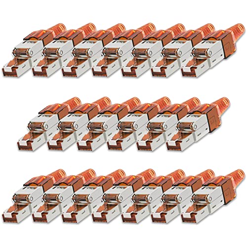 NEXMEX Netzwerkstecker 20x Cat 7 werkzeuglos CAT7 CAT7A RJ45 LAN UTP 600MHz Kabel Stecker ohne Werkzeug Crimpstecker werkzeugfrei CAT6a CAT6 CAT5 für Verlegekabel Patchkabel Netzwerkkabel von NEXMEX