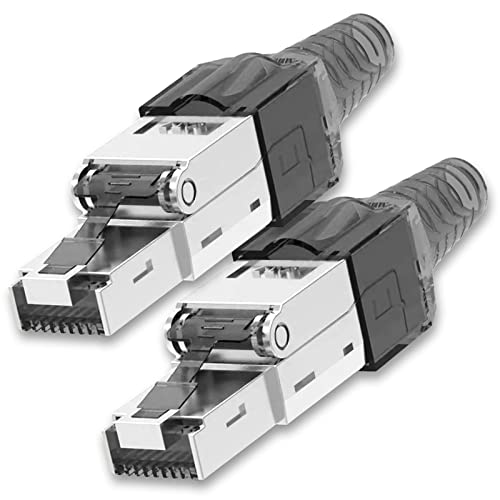 NEXMEX Netzwerkstecker 2x Cat 7 werkzeuglos CAT7 CAT7A RJ45 LAN UTP 600MHz Kabel Stecker ohne Werkzeug Crimpstecker werkzeugfrei CAT6a CAT6 CAT5 für Verlegekabel Patchkabel Netzwerkkabel von NEXMEX