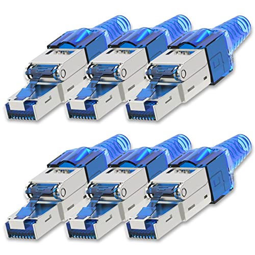 NEXMEX Netzwerkstecker 6x Cat 7 werkzeuglos CAT7 CAT7A RJ45 LAN UTP 600MHz Kabel Stecker ohne Werkzeug Crimpstecker werkzeugfrei CAT6a CAT6 CAT5 für Verlegekabel Patchkabel Netzwerkkabel von NEXMEX