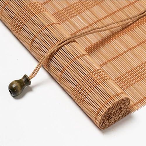 Bambus jalousien innen ohne bohren,bambus rollo aussenbereich 90 100 110 120 150 160cm breit natur,bambus raffrollo weiß,sichtschutz rollo fenster sonnenschutz für Terrasse Balkon(Carbonised B) von NEXOPKSVCR