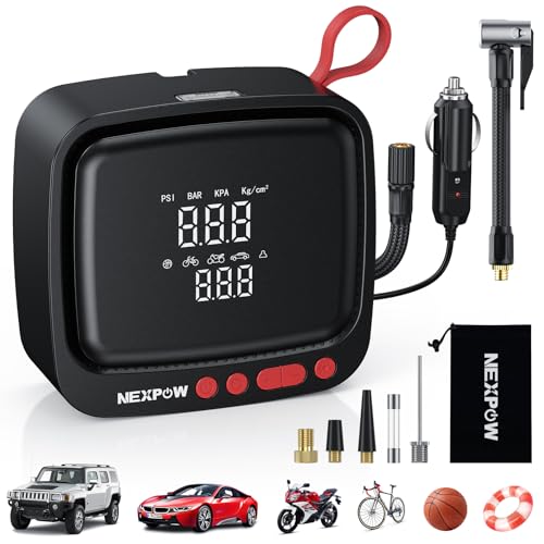 NEXPOW Kompressor Auto Autoreifen Pumpe Luftpumpe - 150 PSI 12 V DC- Tragbare Luftpumpe mit Automatischer Abschaltung, Manometer, LED Taschenlampe für Auto, Motorrad, Fahrrad, Bälle und mehr NEXPOW Kompressor Auto Autoreifen Pumpe Luftpumpe - 150 PSI 12 V DC- Tragbare Luftpumpe mit Automatischer Abschaltung, Manometer, LED Taschenlampe für Auto, Motorrad, Fahrrad, Bälle und mehr von NEXPOW