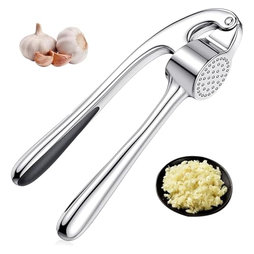 NEXROLA Knoblauchpresse aus Zinklegierung,Knoblauchpresse mit leicht zu bedienendem Griff, Knoblauchschneider spülmaschinenfest, Küchenhelfer für Ingwer und Knoblauch von NEXROLA