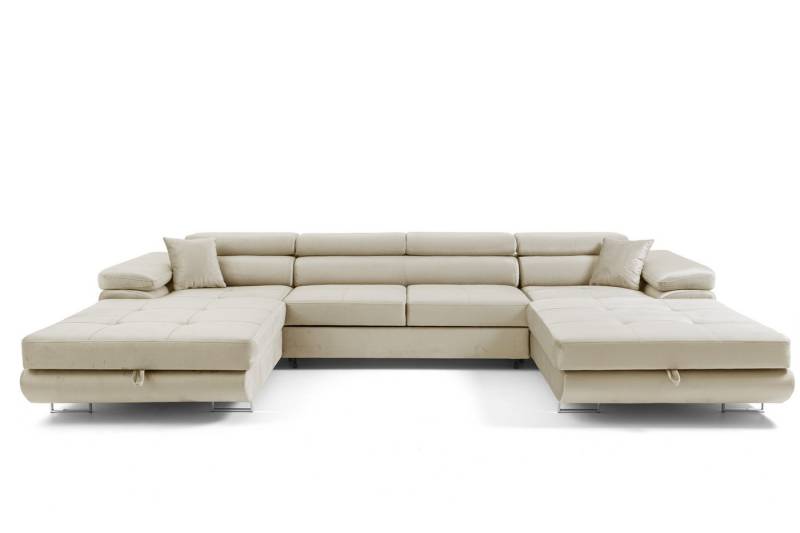 NEXT COLLECTION Ecksofa ALONZO U, Hohe Metallbeine, Symmetrische Möbel, mit verstellbaren Kopfstützen, Liegefläche 125x280 von NEXT COLLECTION