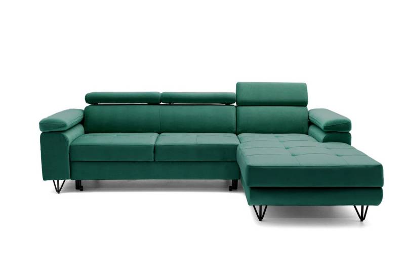 NEXT COLLECTION Ecksofa mit verstellbaren Kopfstützen NORIS, Schlaffunktion, Stauraum für Bettzeug, gesteppter Sitz von NEXT COLLECTION