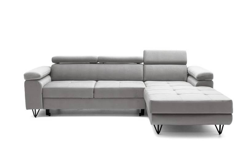 NEXT COLLECTION Ecksofa mit verstellbaren Kopfstützen NORIS, Schlaffunktion, Stauraum für Bettzeug, gesteppter Sitz von NEXT COLLECTION