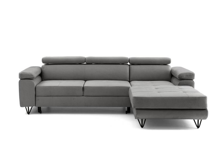 NEXT COLLECTION Ecksofa mit verstellbaren Kopfstützen NORIS, Schlaffunktion, Stauraum für Bettzeug, gesteppter Sitz von NEXT COLLECTION