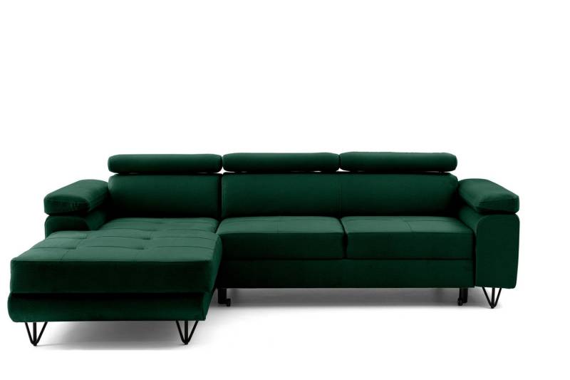 NEXT COLLECTION Ecksofa mit verstellbaren Kopfstützen NORIS, Schlaffunktion, Stauraum für Bettzeug, gesteppter Sitz von NEXT COLLECTION