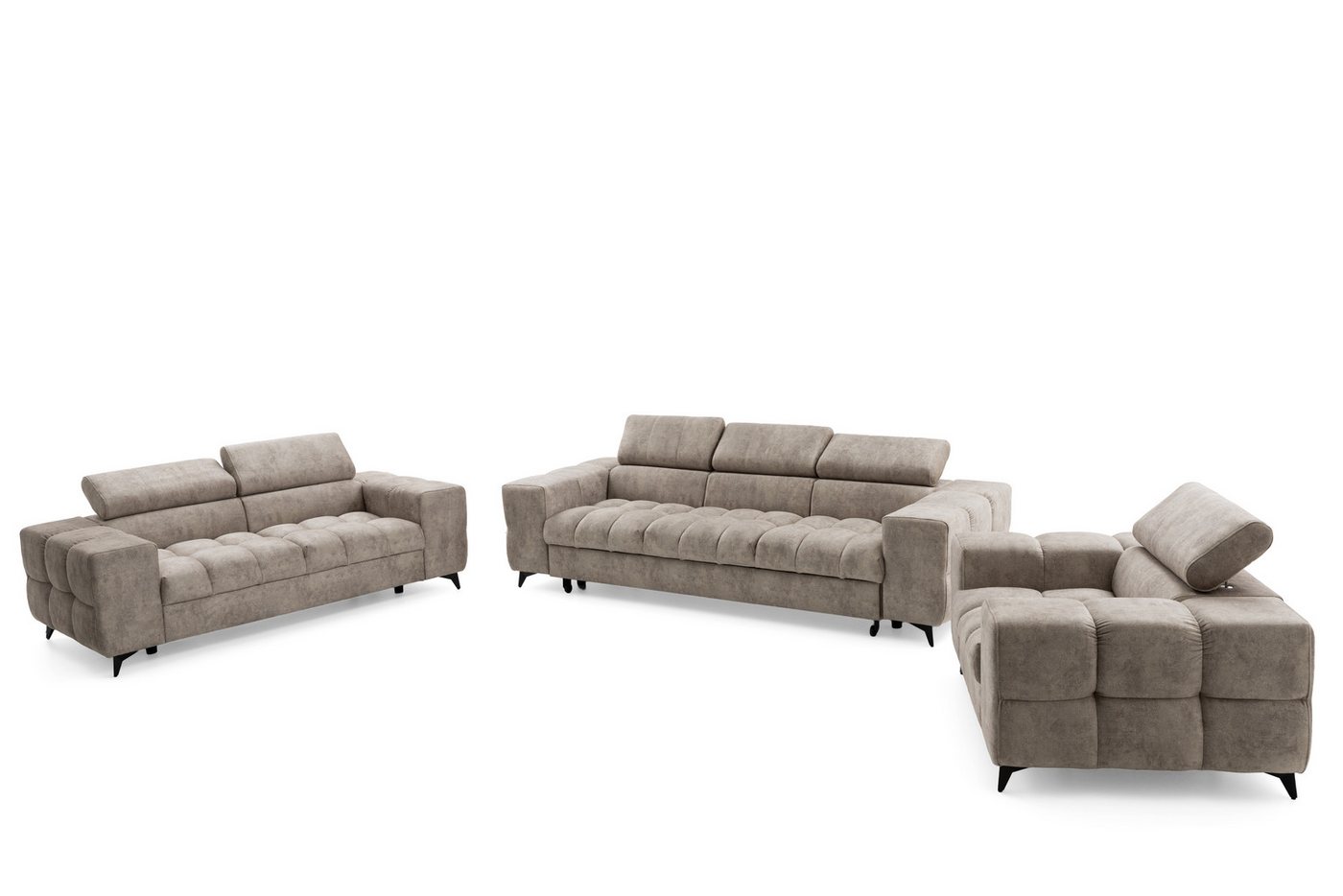 NEXT COLLECTION Loungeset PUDDING 1+2+3, (Verstellbare Kopfstützen), SET 2-SITZER-SOFA + 3-SITZER-SOFA + SESSEL von NEXT COLLECTION