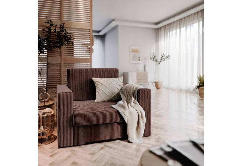 NEXT COLLECTION Sessel BETI 80 (Polsterung aus T30-Schaum und Wellfeder, einfaches Aufklappsystem), Kompakte Aufbewahrung von Bettzeug, Schlaffunktion von NEXT COLLECTION