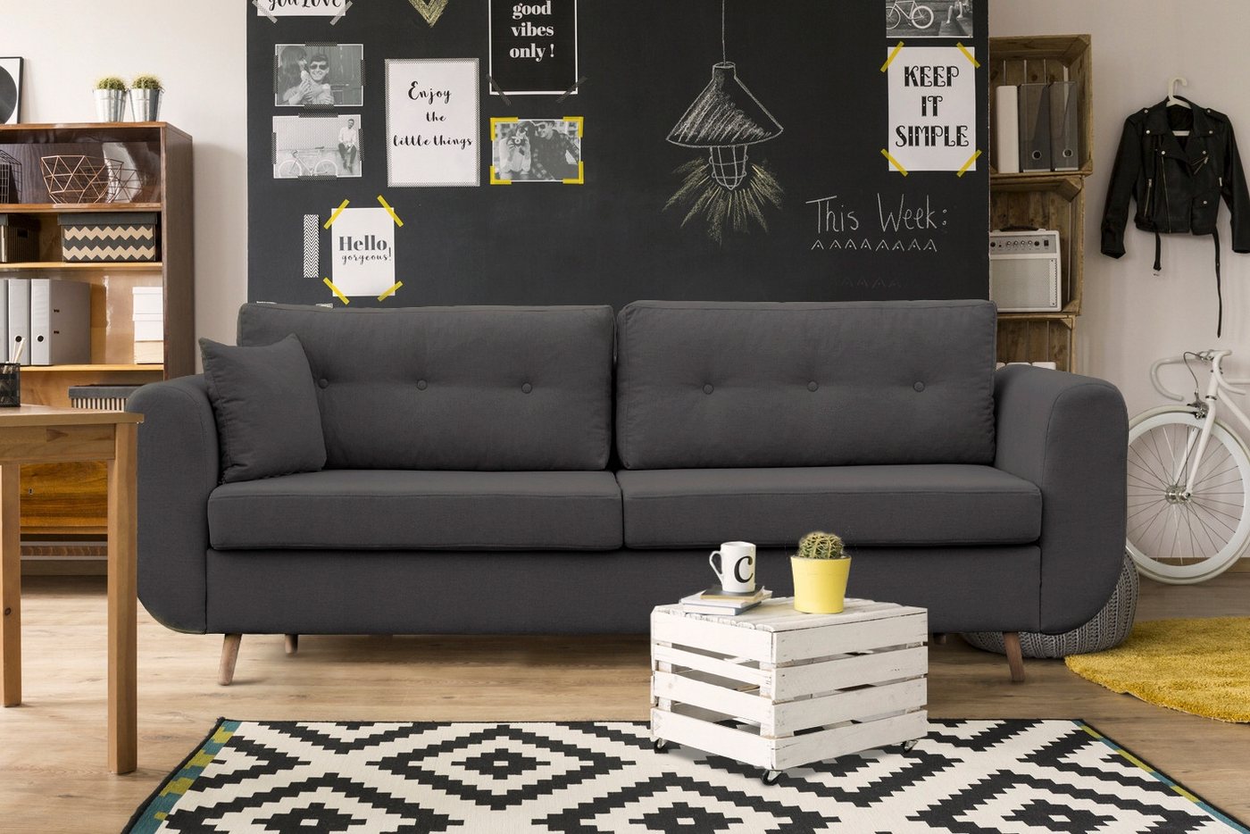 NEXT COLLECTION Sofa ANDY 3-SITZER, Hohe Holzbeine, automatische Klappvorrichtung, Lose Rückenkissen, große Liegefläche NEXT COLLECTION Sofa ANDY 3-SITZER, Hohe Holzbeine, automatische Klappvorrichtung, Lose Rückenkissen, große Liegefläche von NEXT COLLECTION