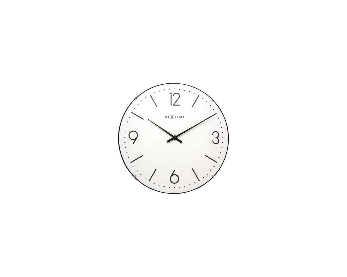 NEXTIME Wanduhr 3157WI - Wanduhr Basic Dome", Kuppelglas, Weiß, 35 cm" von NEXTIME