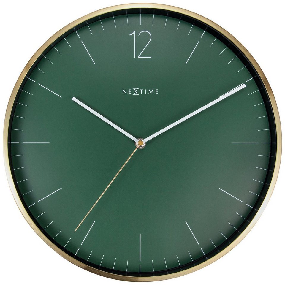 NEXTIME Wanduhr 3252GN (mit goldenem Gehäuse aus gebürstetem Aluminium) von NEXTIME