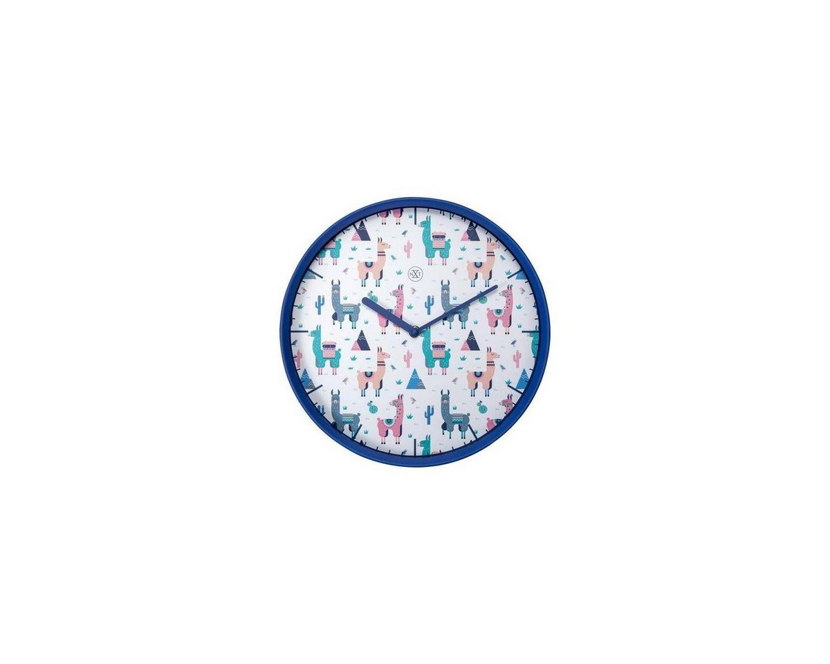 NEXTIME Wanduhr 7352 - Wanduhr Alpaka", Kunststoff, blau, Ø 30 cm" von NEXTIME