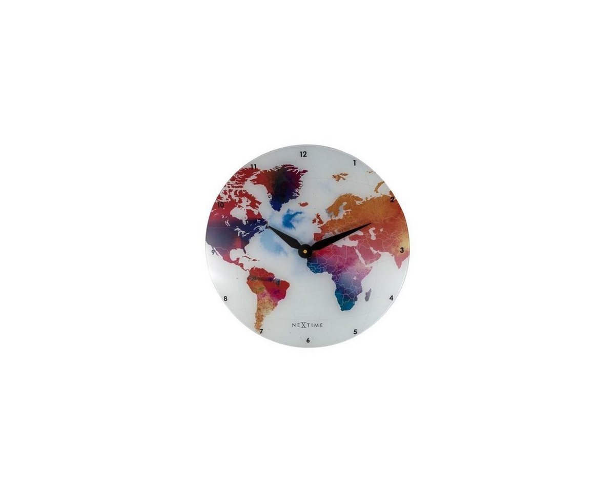 NEXTIME Wanduhr 8187 - Wanduhr Colorful World", Glas, Mehrfarbig, 43 cm" von NEXTIME