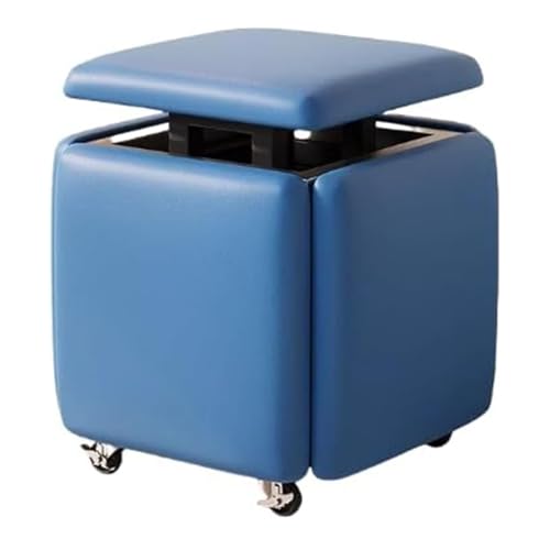 5-in-1-Rollwürfel-Stuhlhocker, Quadratischer Ottoman-Fußhocker Aus Leder Mit Rädern for Wohnzimmer Und Esszimmer(A,45x45x48cm) von NEYTIIR